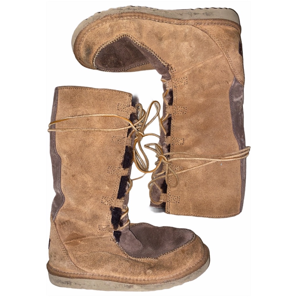 UGG #5278 Uptown Lace Brown & Tan Tall Boot Youth Size 4 (Fit Like Adult Size 6) - Picture 1 of 7